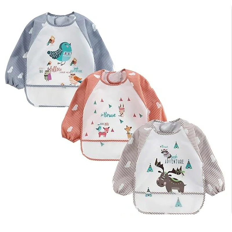 Babero impermeable de manga larga con bolsillo para bebés – plátano - imagen 2