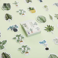 Pegatinas infantiles de plantas verdes para cuadernos y diario