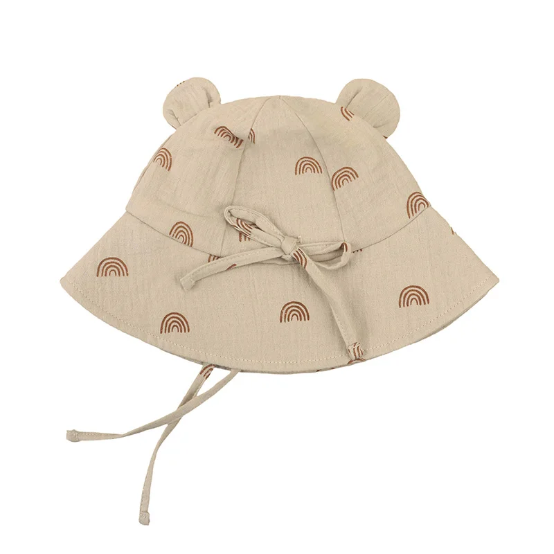 Sombrero de pescador de algodón para bebé con estampado floral de fresa - imagen 3