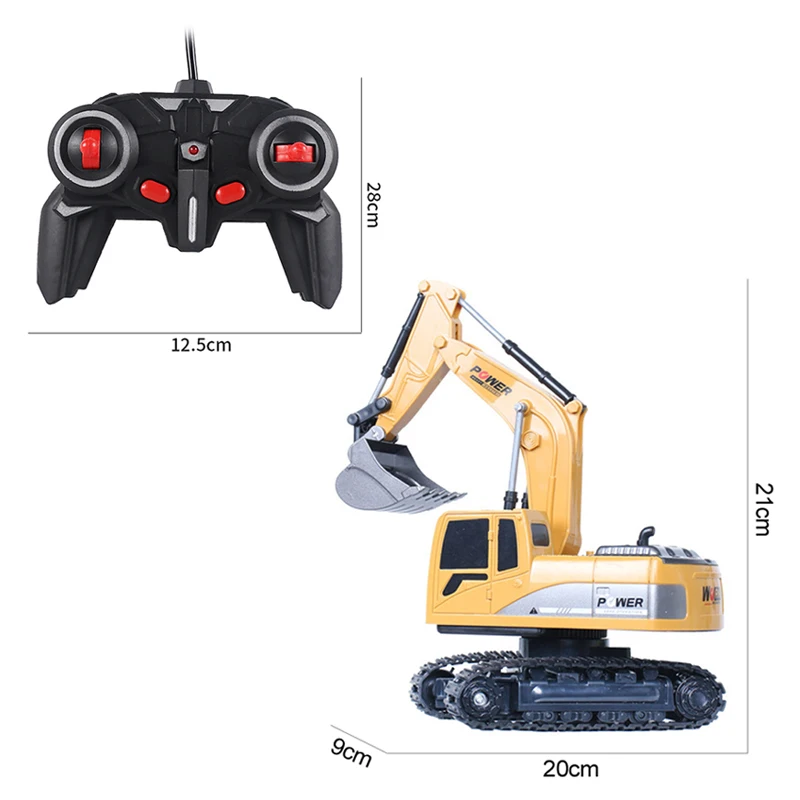 Excavadora radiocontrol 1:24 para niños – Juguete metálico de ingeniería - imagen 3