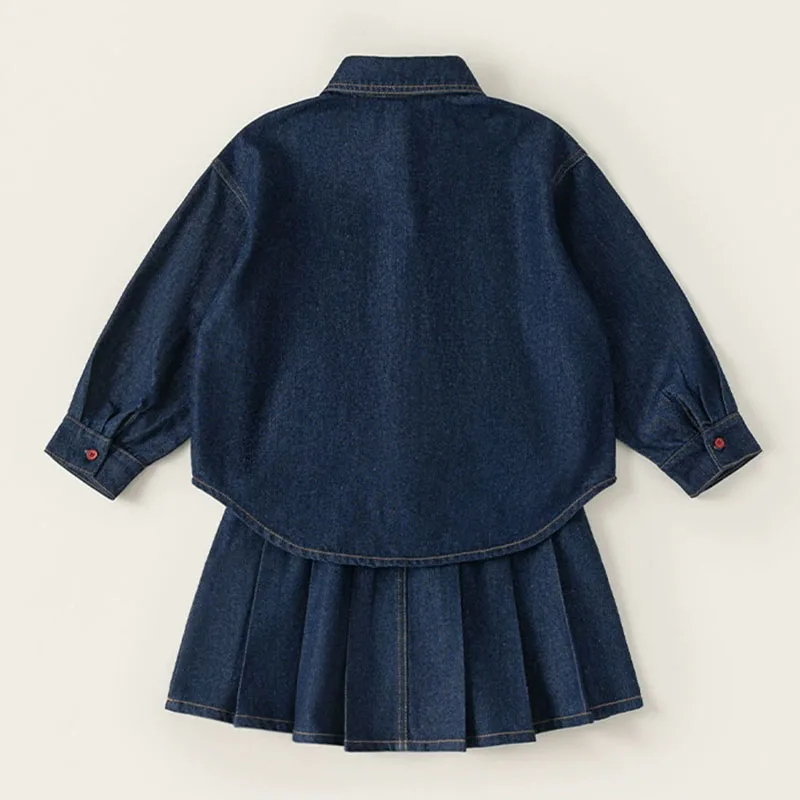 Conjunto de niña mezclilla azul primavera-otoño: top y falda - imagen 4