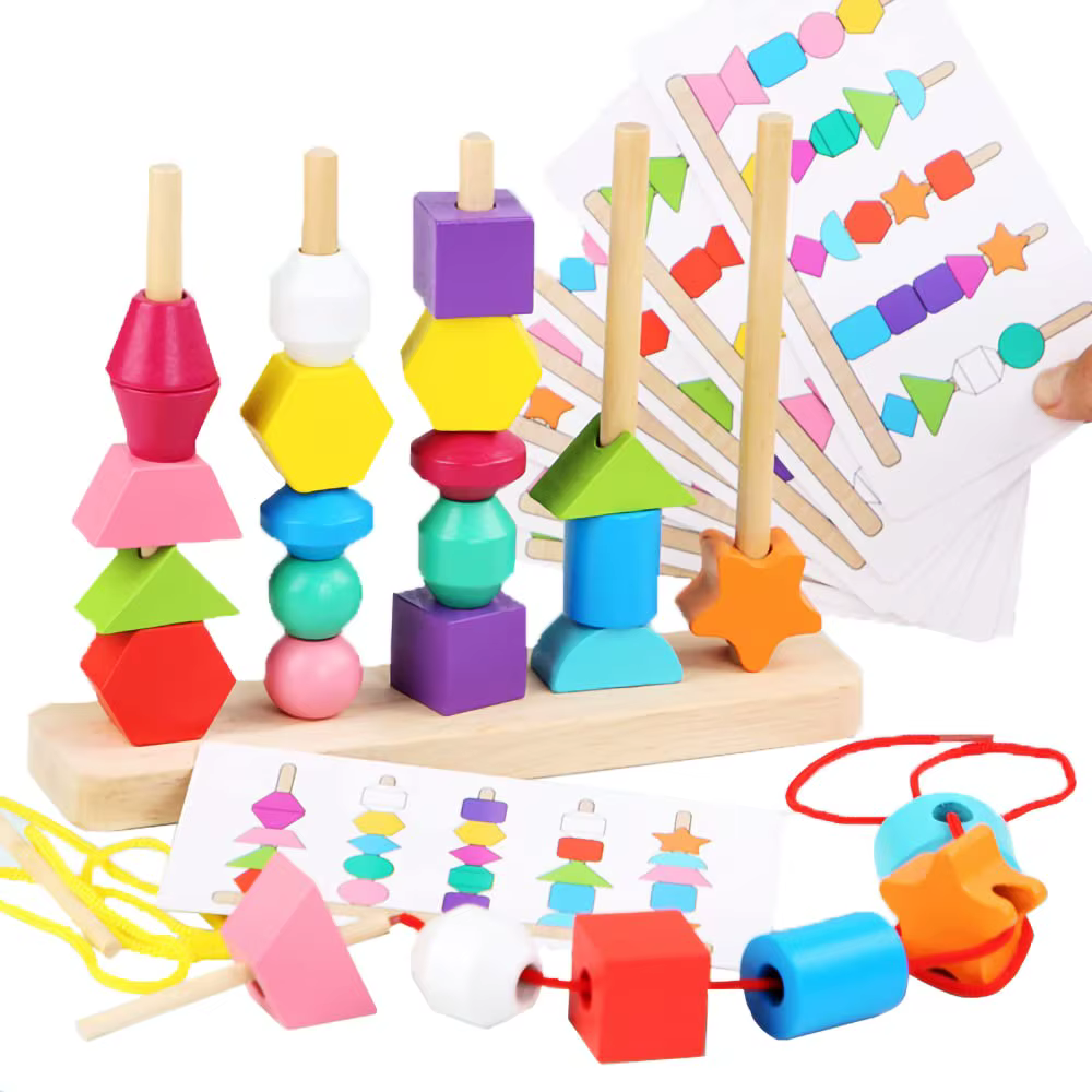 Juguete Montessori de madera con bloques de colores