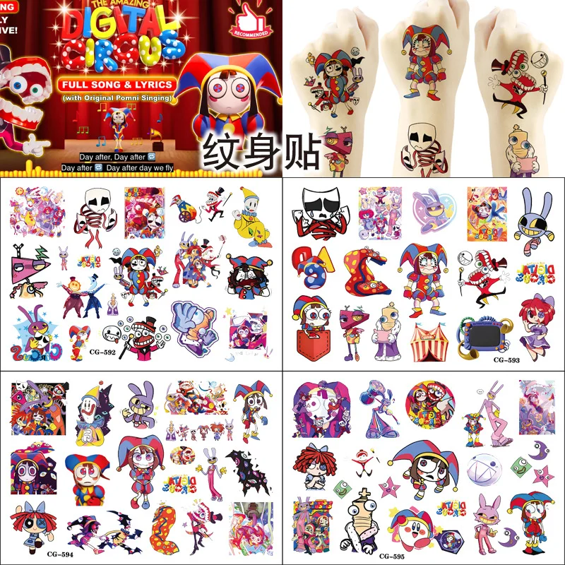 Pegatinas tatuajes temporales con diseño de circo digital infantil - imagen 3