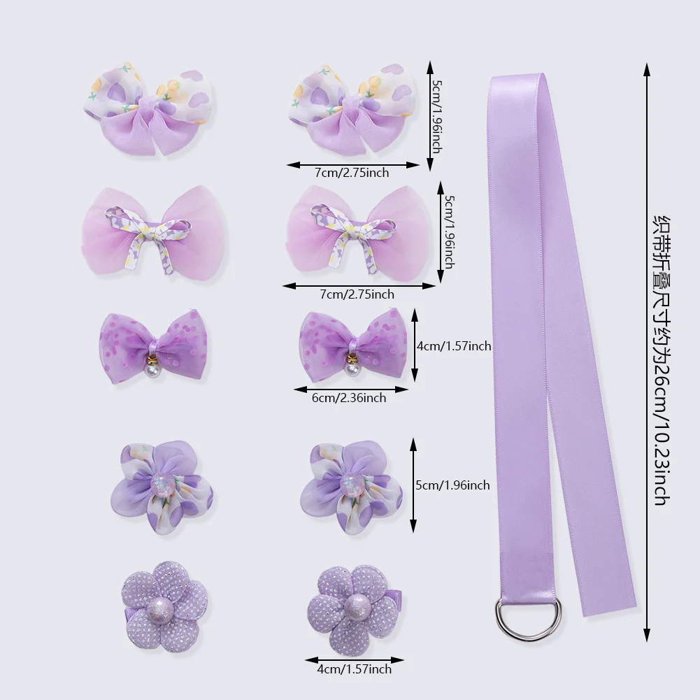 Orangza Set pinzas y lazos para el pelo de niña – Flores y perlas brillantes - imagen 2