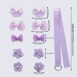 Orangza Set pinzas y lazos para el pelo de niña – Flores y perlas brillantes