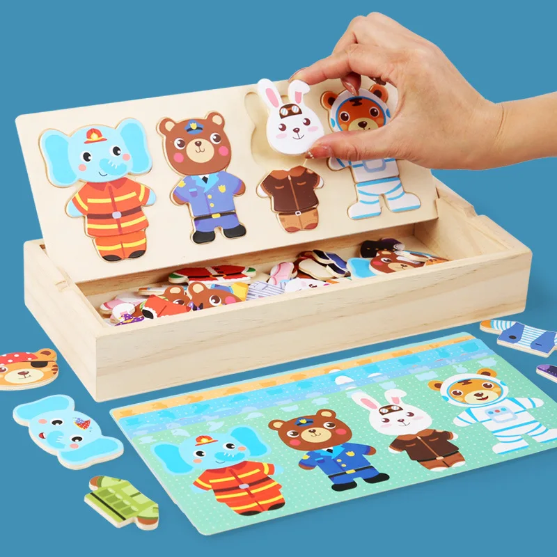 Juego educativo madera – Puzzle vestir para niños - imagen 4