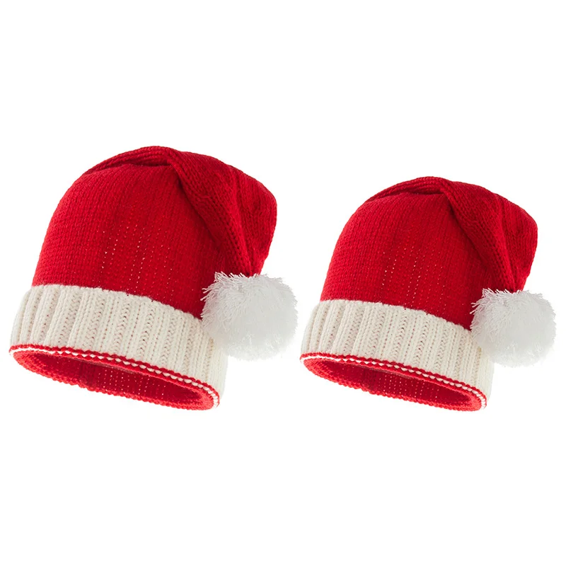 Gorro de punto con pompón grande para madre y niño
