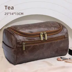 Bolsa de aseo portátil impermeable de cuero PU con gancho colgante