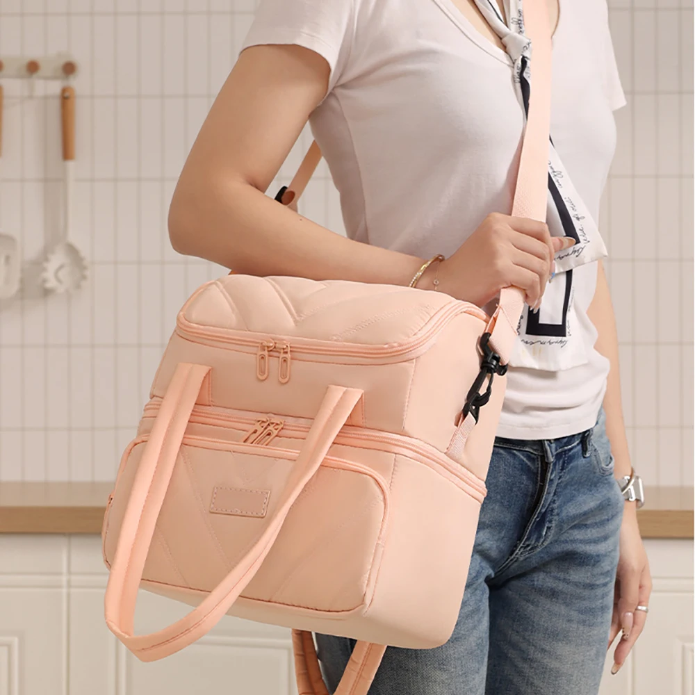 Bolsa de pañales aislante acolchada doble pastel portátil - imagen 4