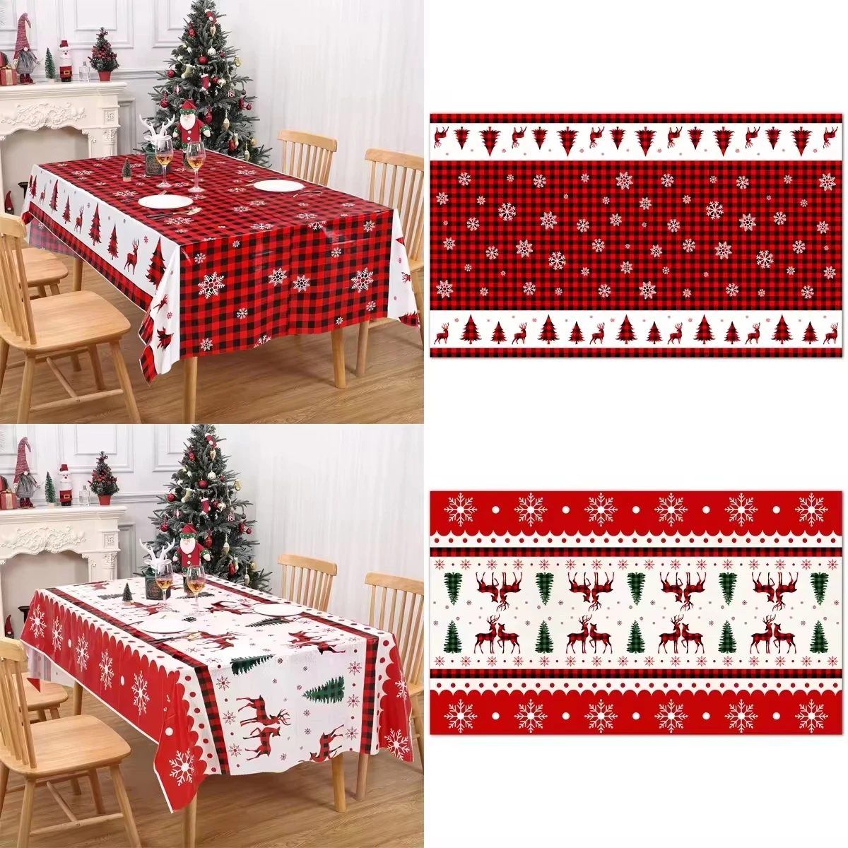Mantel navideño con copos de nieve para Navidad y Año Nuevo - imagen 4
