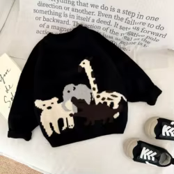 Jersey bebé dibujos animados cuello redondo manga larga