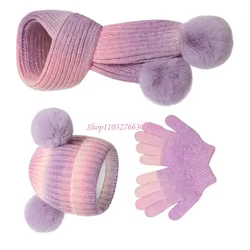 Gorro de punto con pompón y set de invierno para bebé: guantes y bufanda