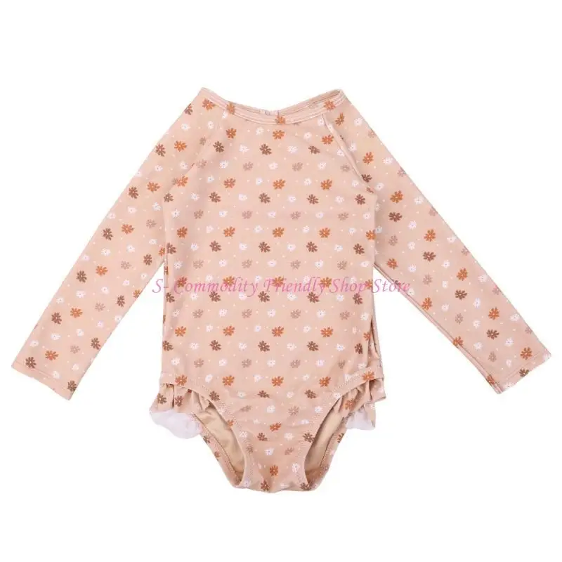 85AE Traje de baño infantil de manga larga con estampado floral - imagen 4