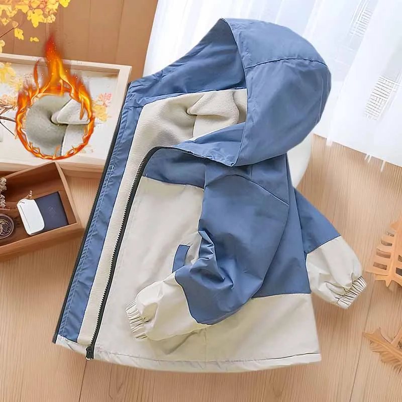 Gabardina acolchada con capucha para niños – cortavientos cálido - imagen 2