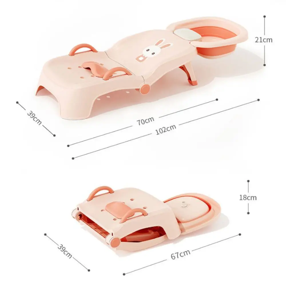 Silla de champú infantil ajustable con lavacabezas y asiento plegable - imagen 2