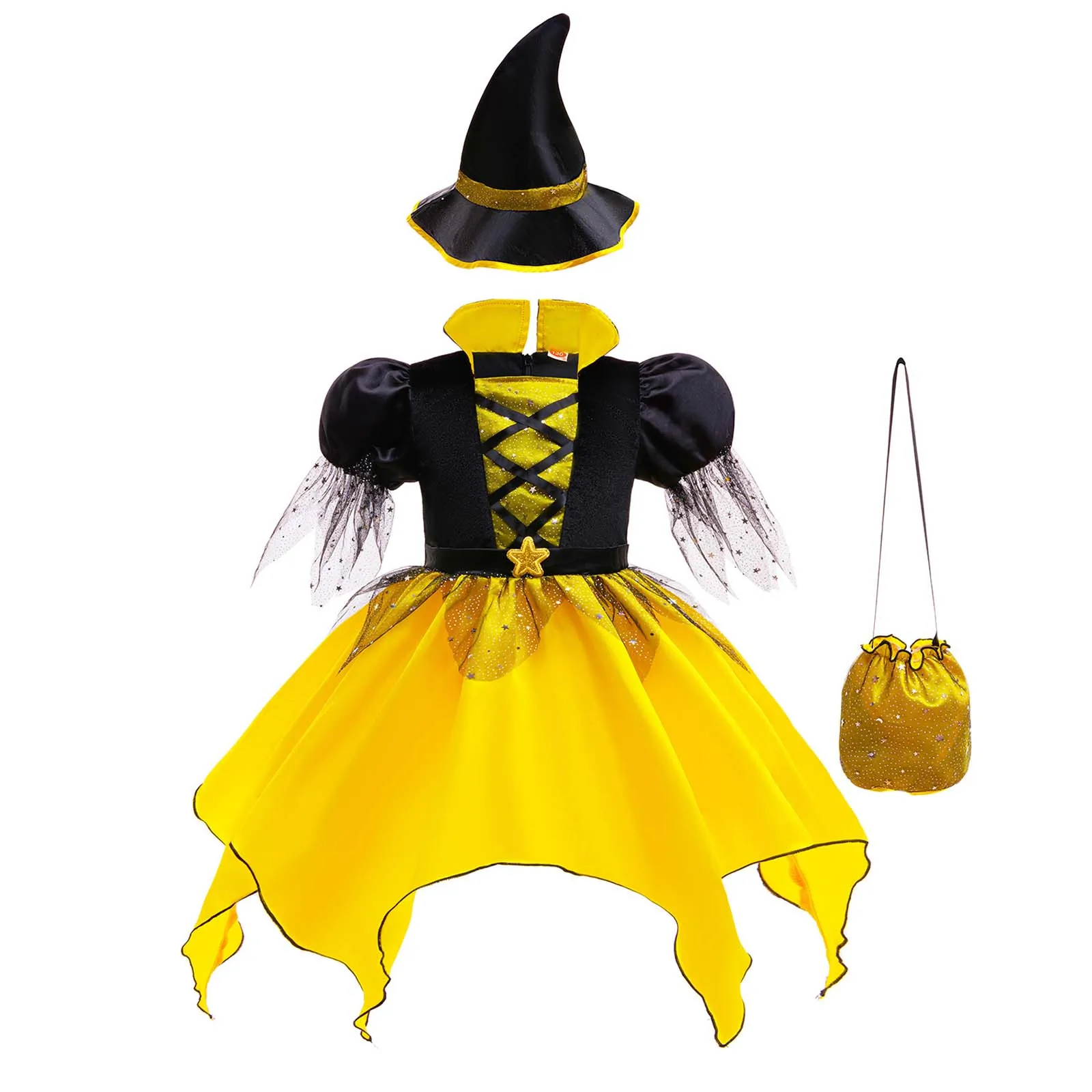 Disfraz de bruja para niñas Halloween, vestido de cuento
