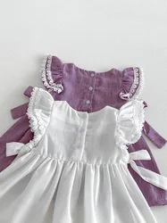 Vestido de verano bebé con encaje y flores bordadas holgado