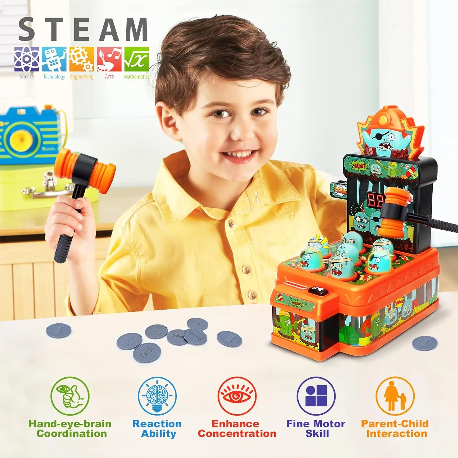 Juego de arcade electrónico de Halloween con topo zombi para niños - imagen 5
