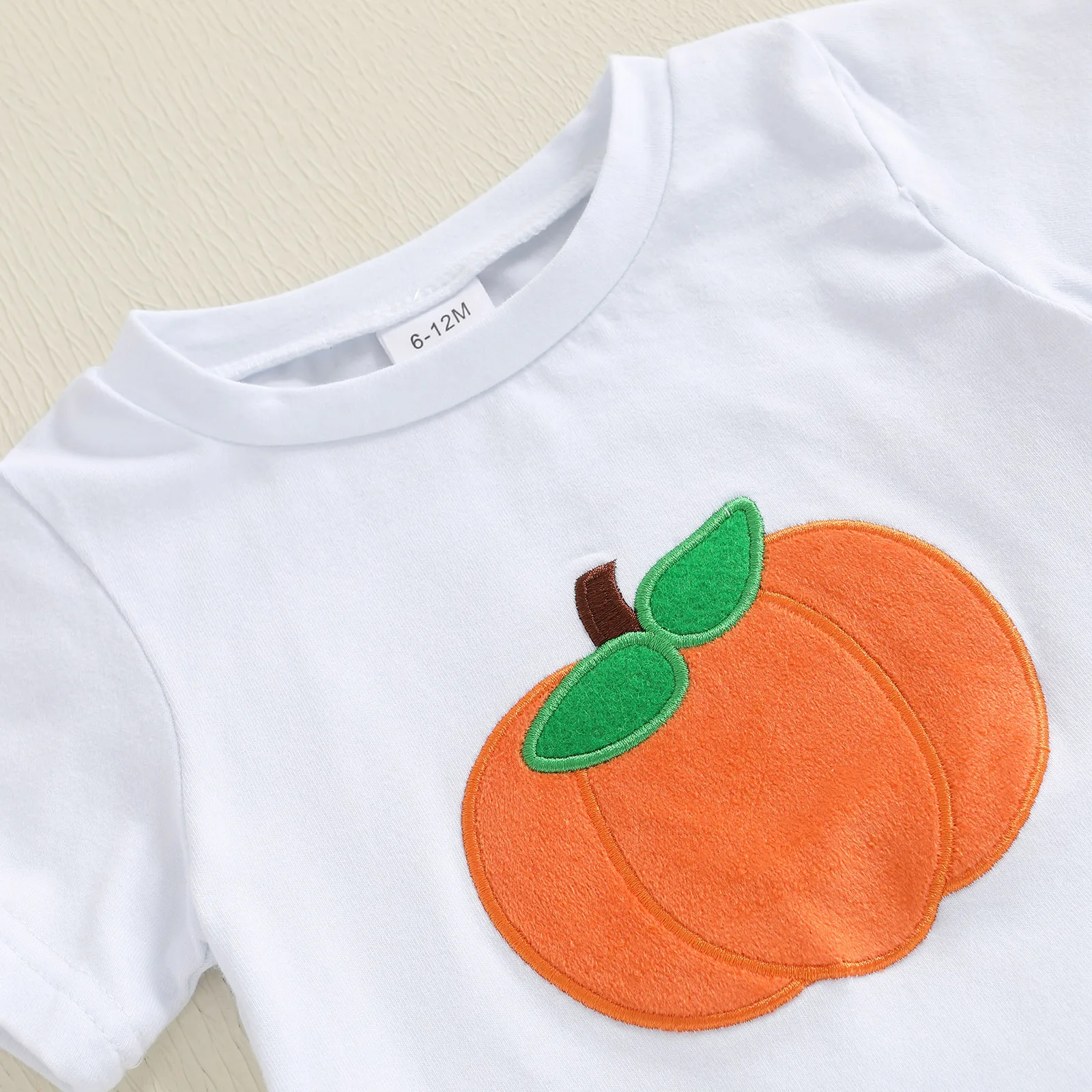 Tregren Conjunto bebé camiseta bordado calabaza y pantalón cuadros - imagen 2