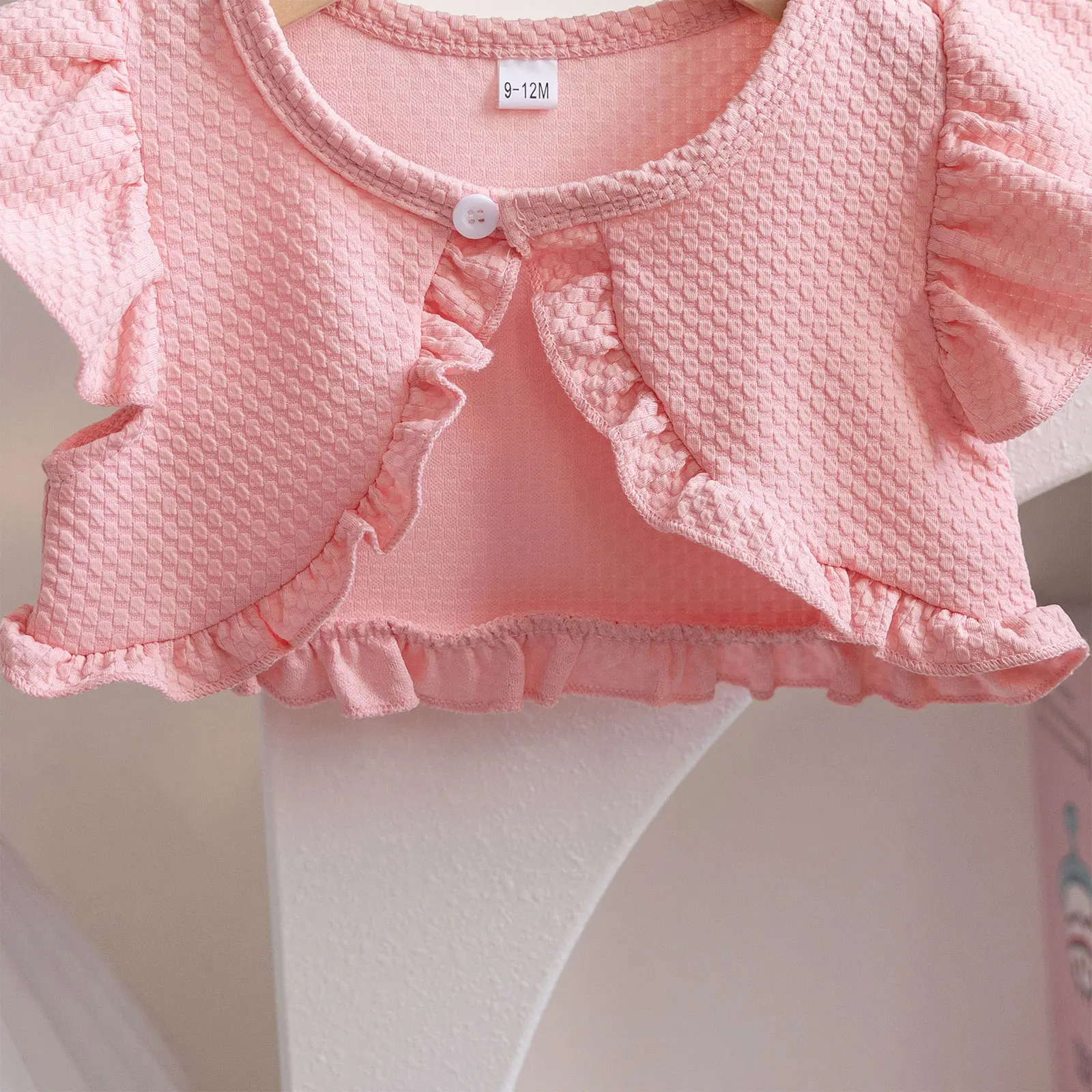 Chaqueta-cárdigan de punto para niña con volantes de verano - imagen 4