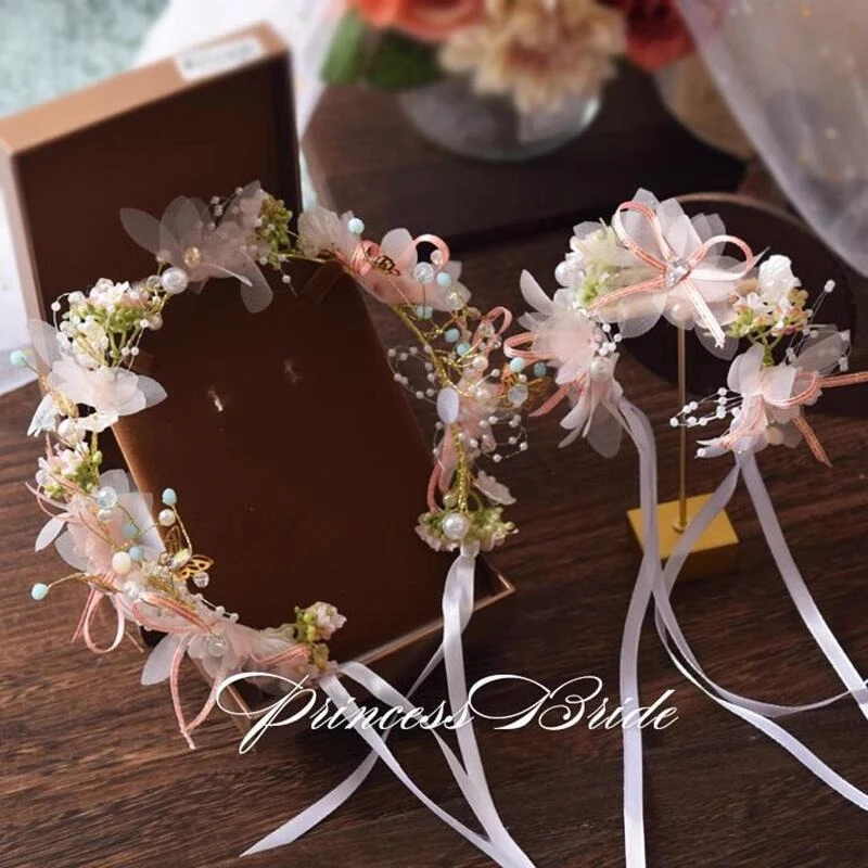 Tocado de princesa clásico con corona de perlas para niñas elegante - imagen 2