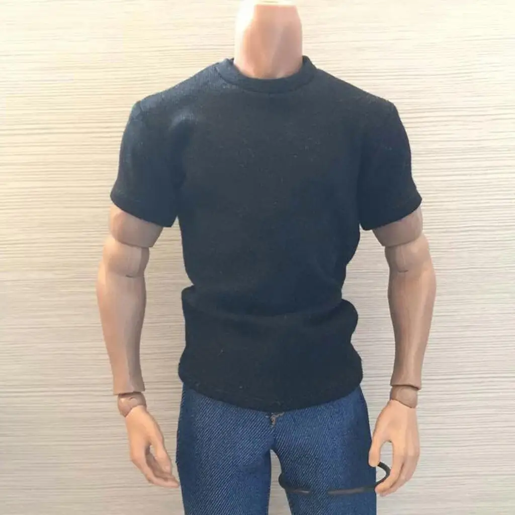 Camiseta de algodón negra cuello redondo estilo holgado para figura - imagen 2