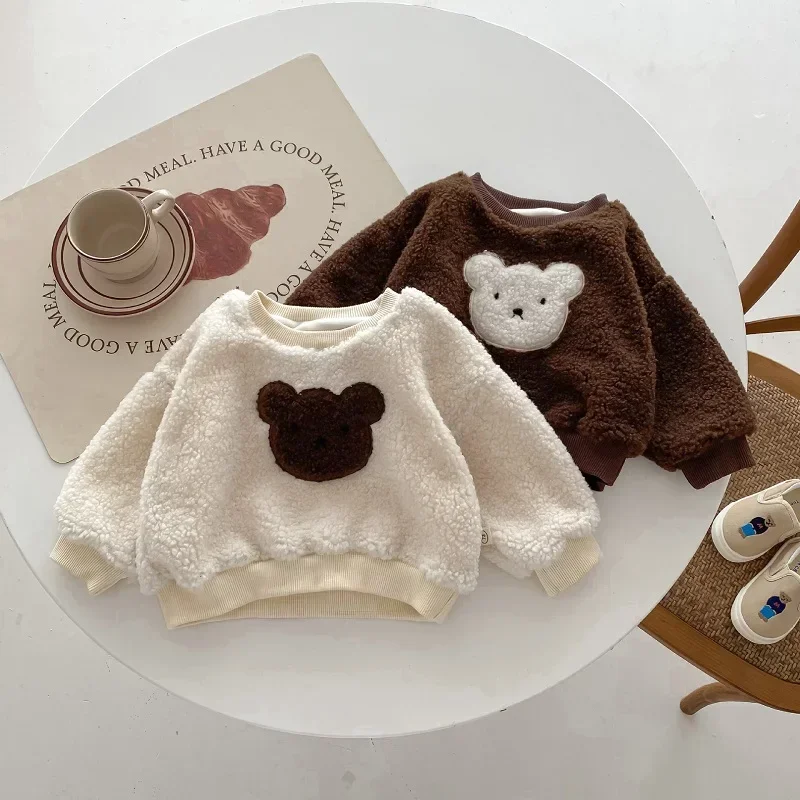 Sudadera de terciopelo para niños con dibujos animados