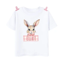Camiseta personalizada con nombre: conejo de Pascua infantil