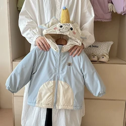 Parka de invierno con capucha cálida de tejido grueso para niño