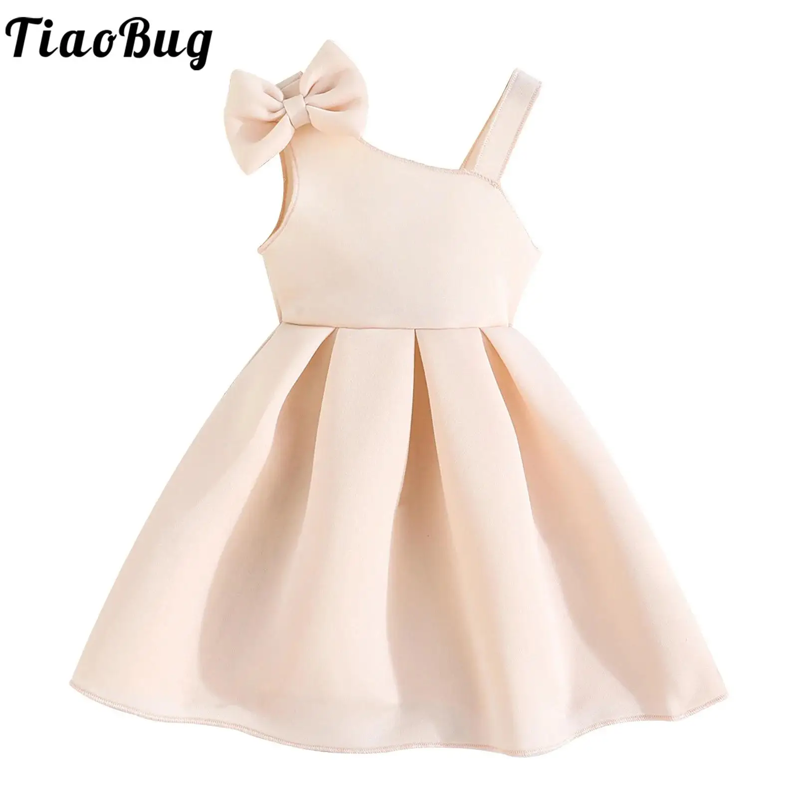 Vestido floral fiesta con lazo para niña – Un hombro, boda, cumpleaños - imagen 3