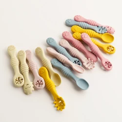 Cucharas de silicona para bebés - Cubiertos de entrenamiento