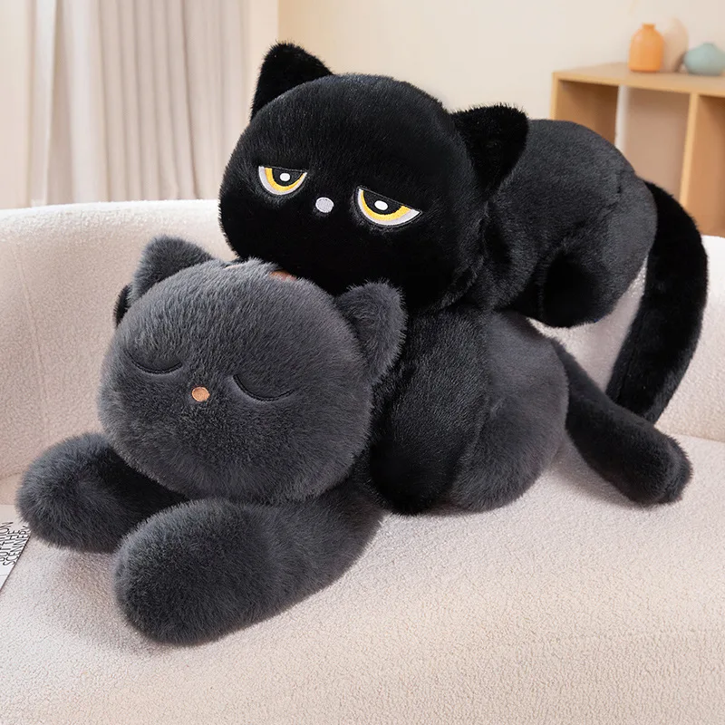 Cojín de felpa de gato negro – Peluche suave para regalar - imagen 2