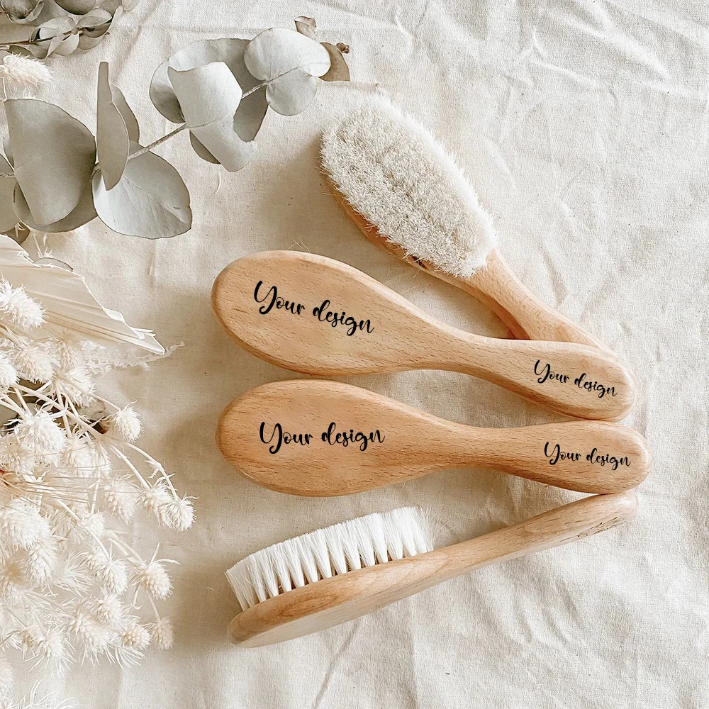 Cepillo de pelo en madera para bebé – grabado recuerdo - imagen 3
