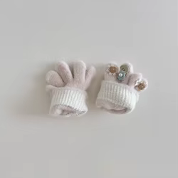 Guantes de invierno para niña cálidos y suaves, adornados con flores