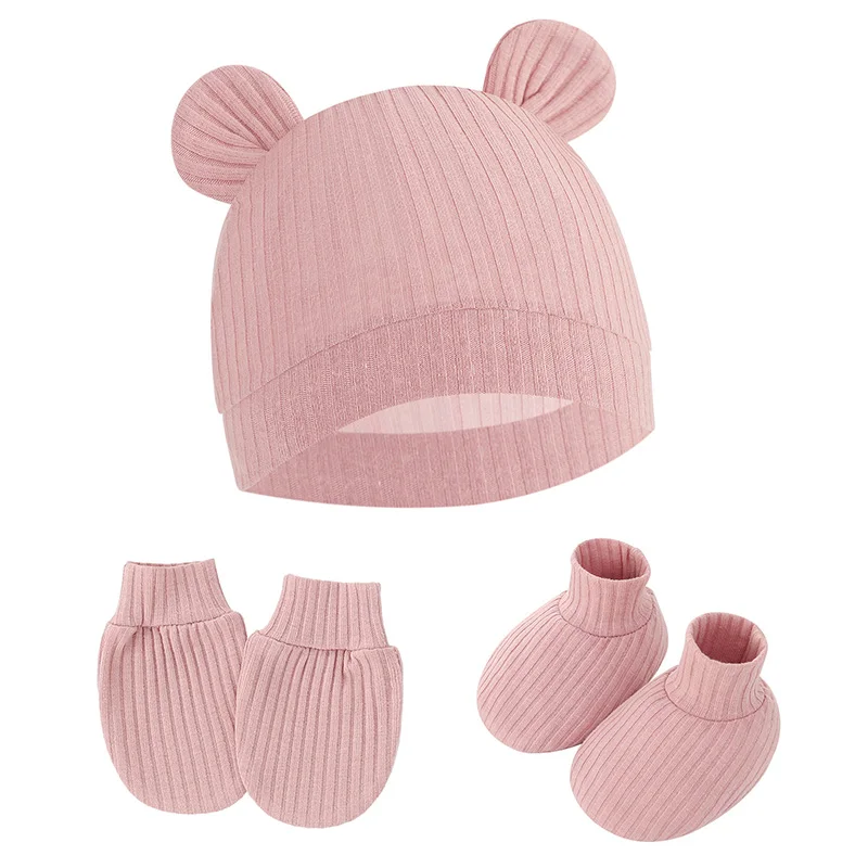 Gorro bebé antirrayado con manoplas y cubrepiés de algodón a rayas - imagen 5