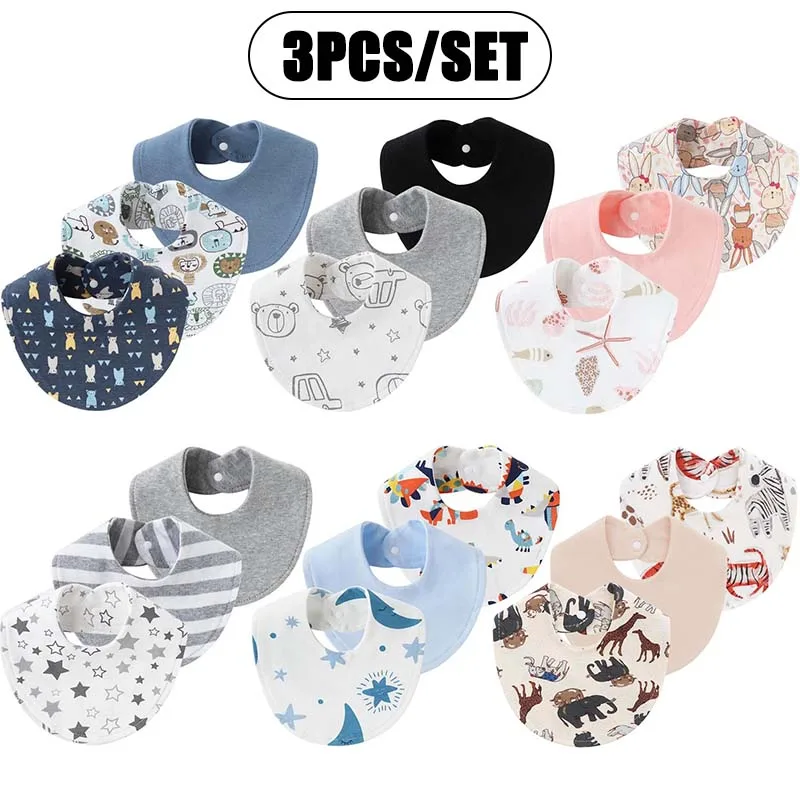 Baberos de algodón para bebés absorbentes con estampado infantil - imagen 2