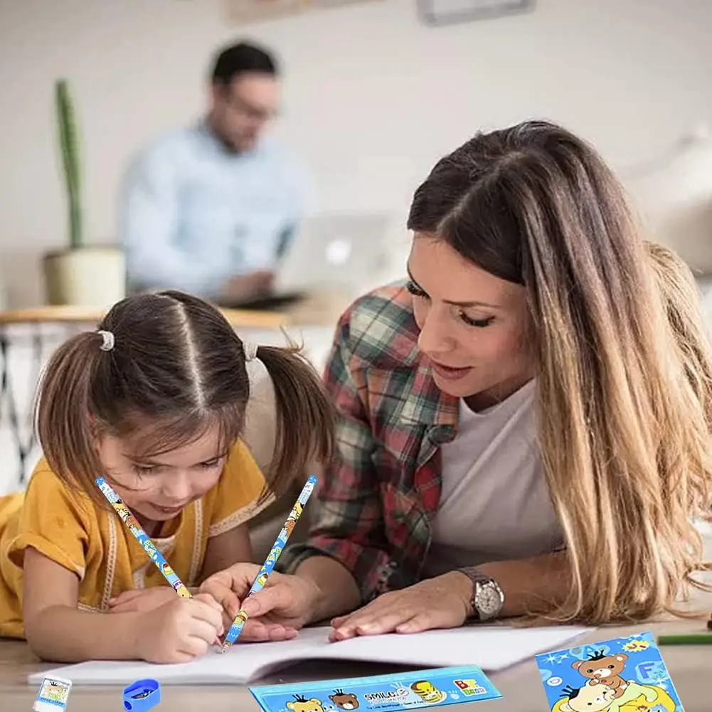 Kit de papelería escolar para niños: lápices, sacapuntas y cuaderno - imagen 2