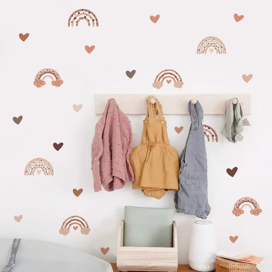 Pegatinas Pared Bebé Corazón Arcoíris Estilo Nórdico - imagen 2