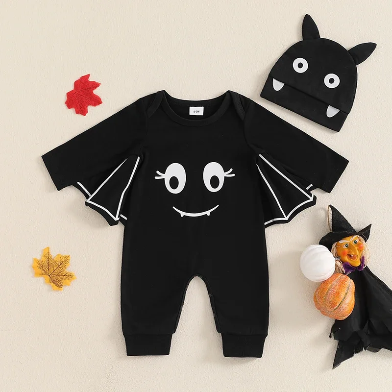 SUNSIOM Pelele Halloween bebé - Body fantasma con sombrero murciélago - imagen 2