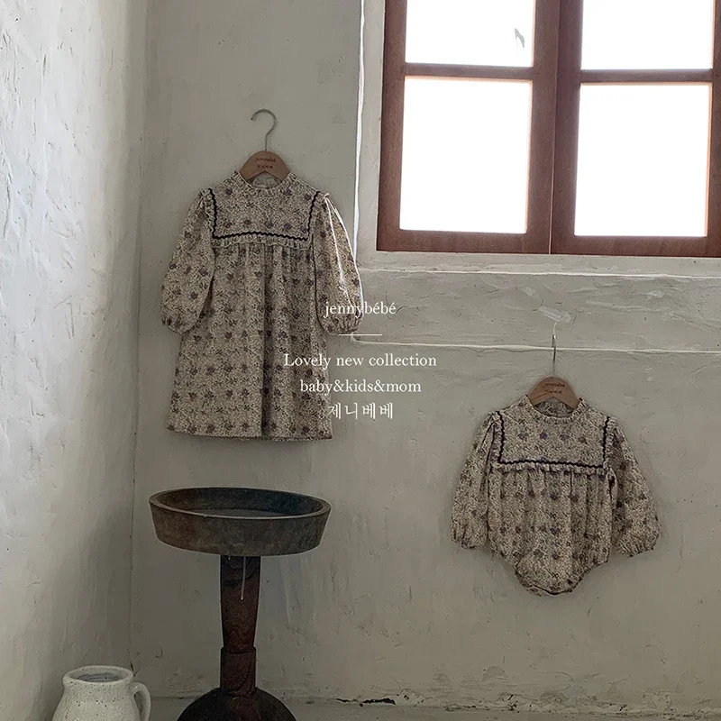 Vestido de primavera vintage para niñas con volantes florales - imagen 4