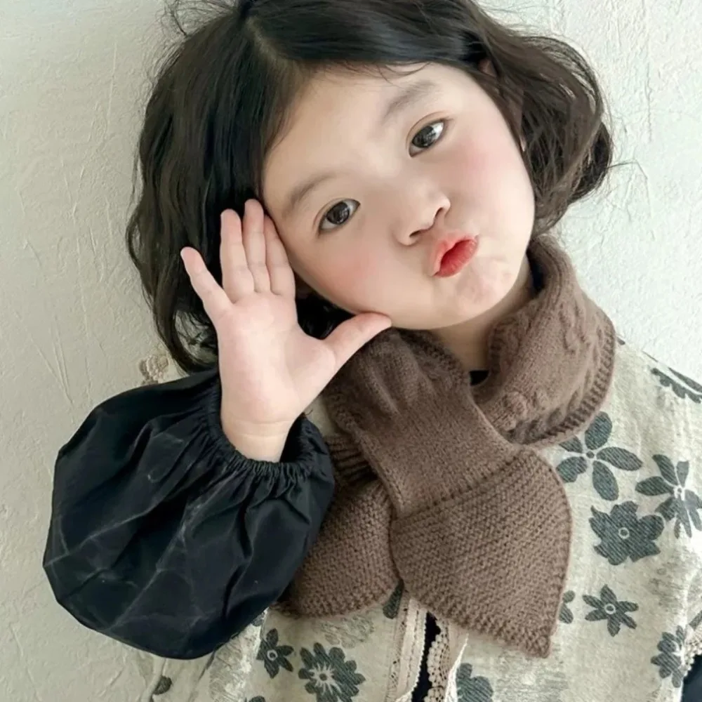 Bufanda cruzada de punto para bebé y niño pequeño, abrigo de invierno - imagen 3