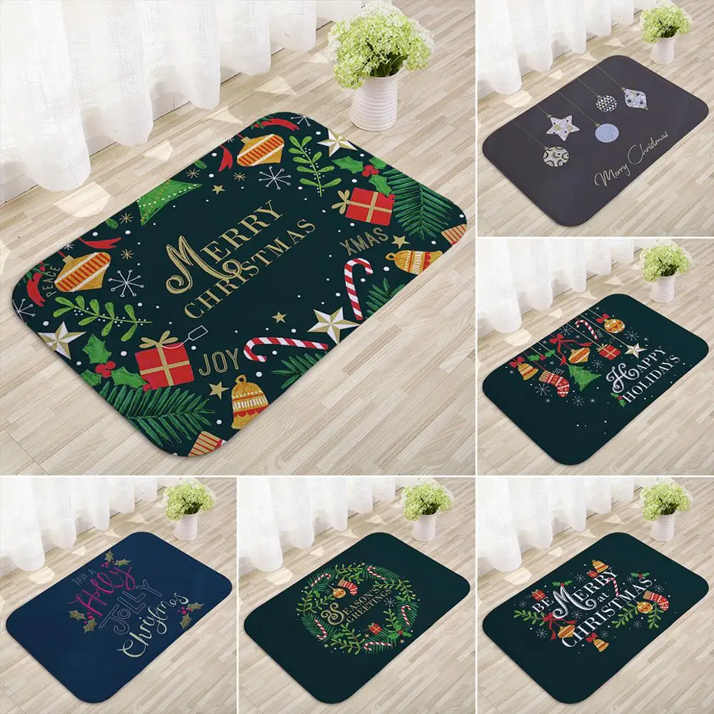 Alfombra antideslizante navideña de Papá Noel para puerta - imagen 2