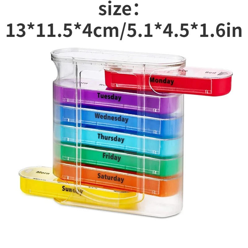 Pastillero semanal portátil apilable con compartimentos para pastillas - imagen 3