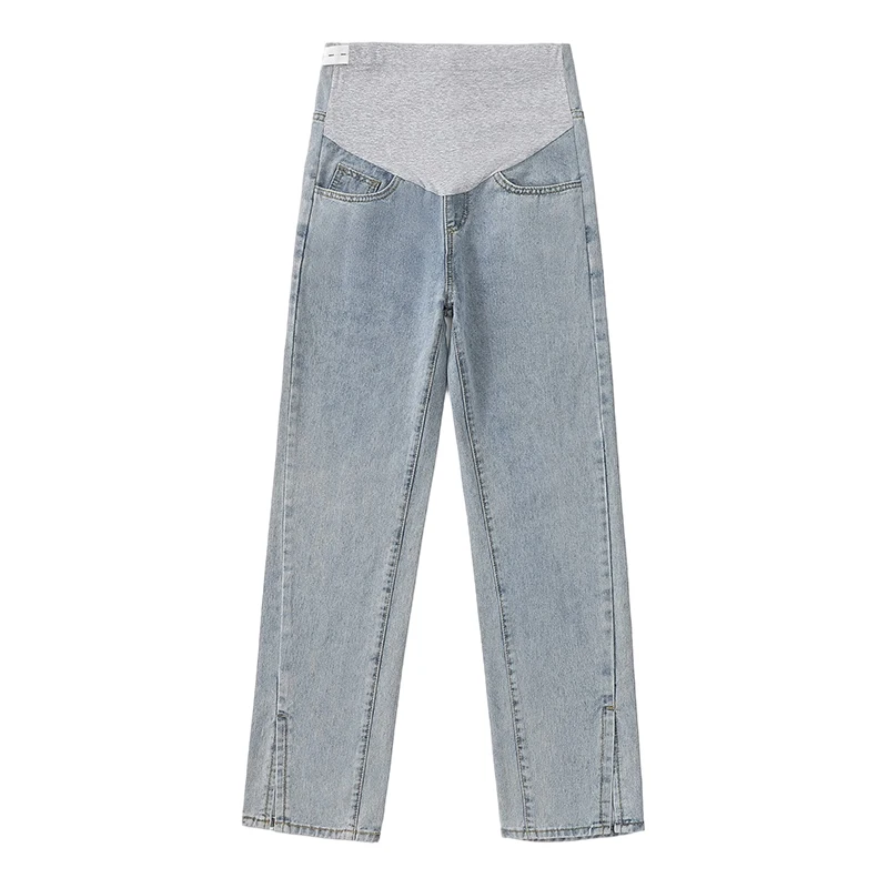Pantalones de embarazo vaqueros rectos con ajuste premamá