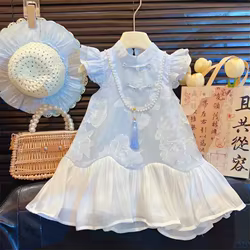 Vestido sin mangas para niña de verano, falda fluida elegante