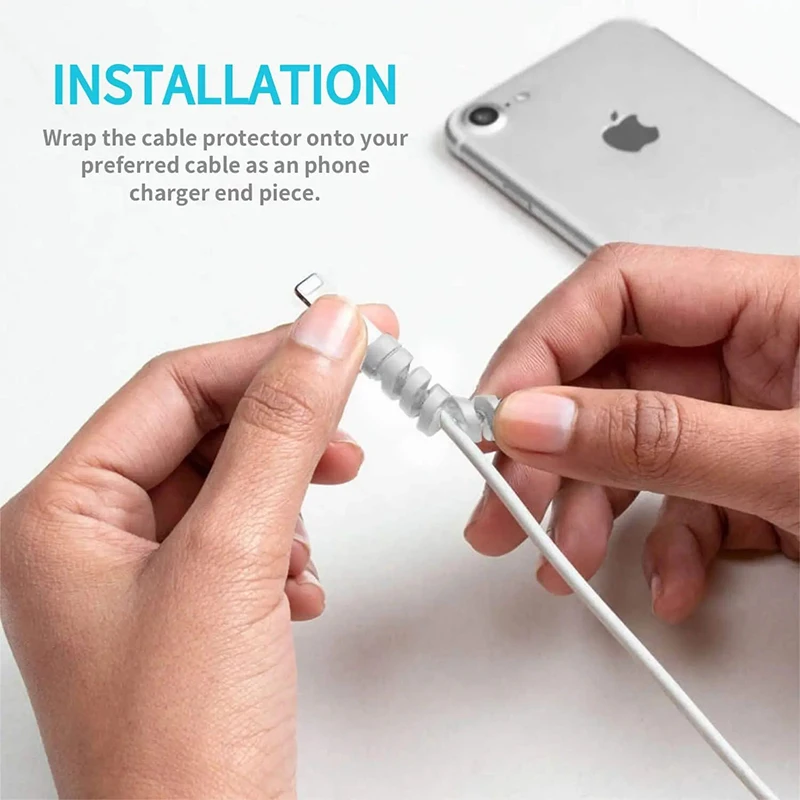 Protectores de cable de silicona – Organizador y clip para cargador - imagen 3