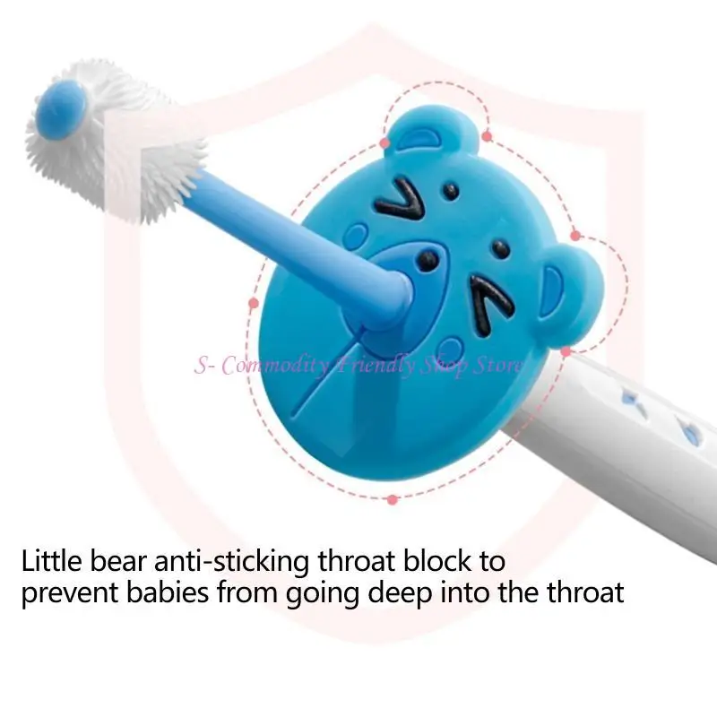 Cepillo de dientes para bebé con cabezal giratorio y cerdas suaves
