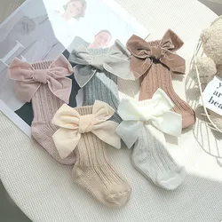 Calcetines de algodón grueso con lazo para bebé otoño
