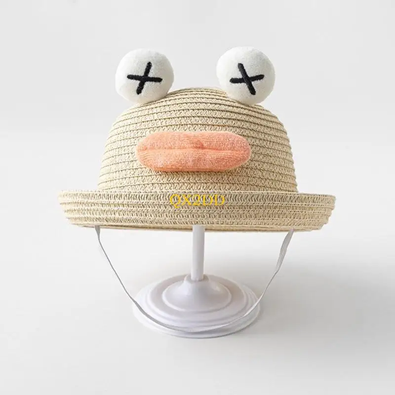 QX2D Sombrero de paja infantil tipo pescador artesanal con ala - imagen 2