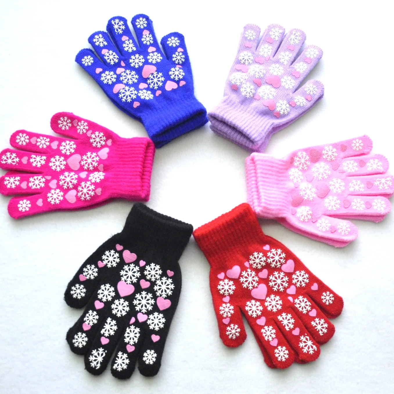 Guantes de invierno para niños 6-11 años con copos de nieve tejidos - imagen 2
